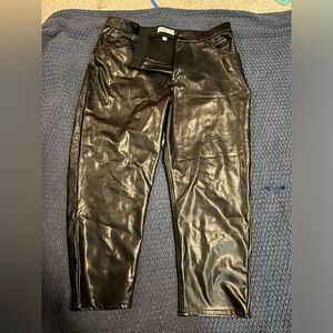 Abercrombie and Fitch Long Curve Black Leather pants Vegan leather